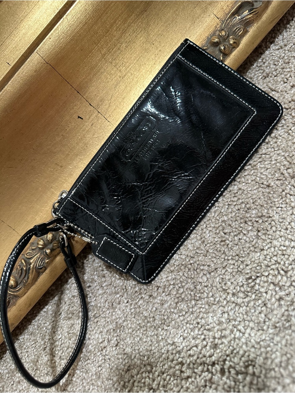 Authentic Black Coach Wristlet Silver Hardware